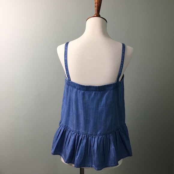 Crown & Ivy Chambray Flounce Hem Tank Top - Picture 3 of 3